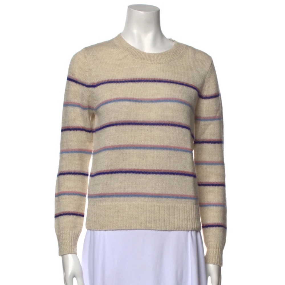 Isabel Marant Cream Sweater with Purple and Light Blue Stripes